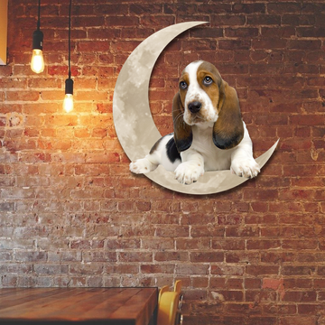 Discover Basset Hound And Moon Hanging Metal sign QNK879MSv59