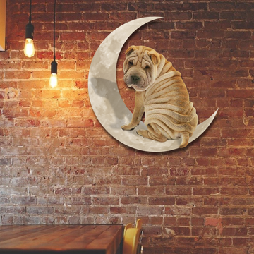 Discover Shar Pei Dog And Moon Hanging Metal Sign QNK879MSv40