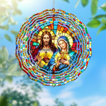 Discover Sacred Heart of Jesus & Immaculate Heart of Mary Wind Spinner 3-Day Shipping