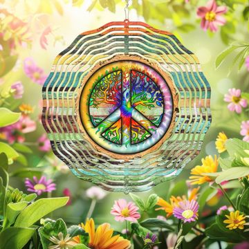 Discover Peace Sign Hippie Tree Of Life Wind Spinner