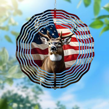 Discover US Flag Deer Wind Spinner
