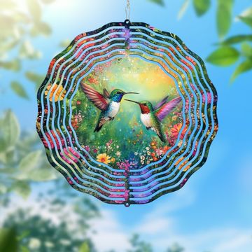 Discover Hummingbird Spring Flower Wind Spinner