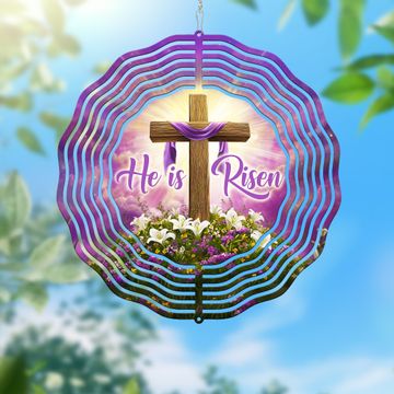 Discover Easter He Is Risen Cross Christian Religious Wind Spinner