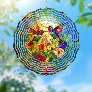 Discover Hummingbirds In Flower Garden Hummingbird Wind Spinner