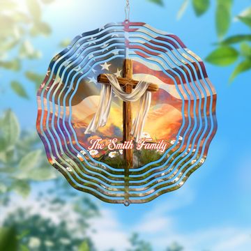 Discover Personalized Christian Cross, Easter Day Christian Wind Spinner
