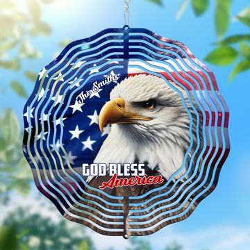 Discover Personalized Patriot Eagle God Bless America Wind Spinner