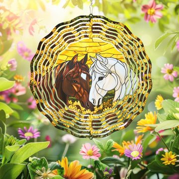 Discover Sunflowers Horses Spring Wind Spinner