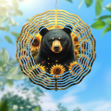 Discover Black Bear with Sunflowers Wind Spinner