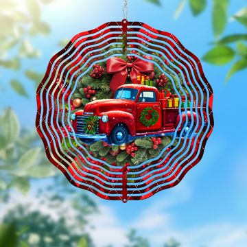 Discover Red Truck Christmas Wind Spinner
