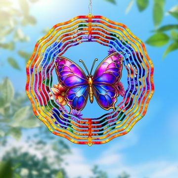Discover Purple Butterfly Floral Flowers Wind Spinner