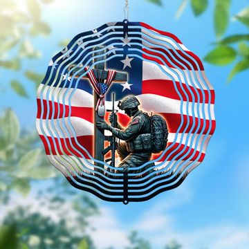 Discover Stand For The Flag, Veteran Christian Cross Memorial Wind Spinner