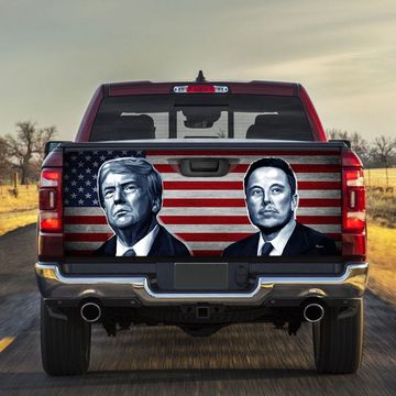Discover Trump Elon Musk Truck Tailgate Decal Sticker Wrap