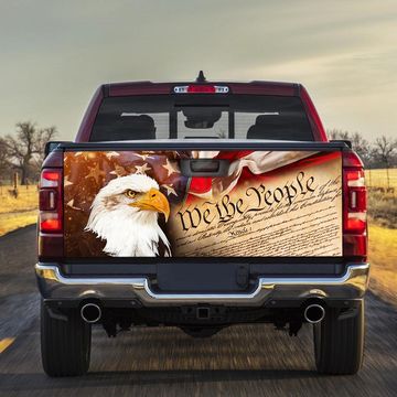 Discover We The People. God Bless America. American Eagle Truck Tailgate Decal Sticker Wrap