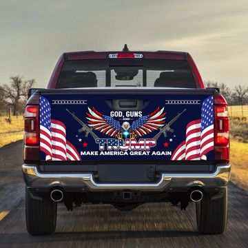 Discover God Guns and Trump MAGA Patriotic American Truck Tailgate Decal Sticker Wrap