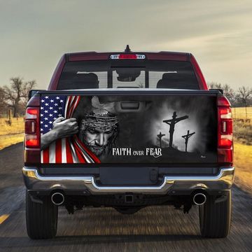 Discover Faith Over Fear God Jesus Truck Tailgate Decal Sticker Wrap