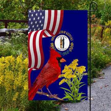 Discover Kentucky State Cardinal and Goldenrod Flower Flag MLN1141Fv11