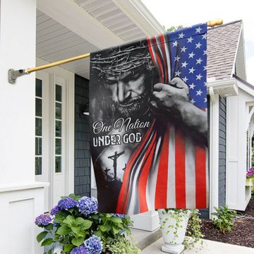 Discover Jesus Flag One Nation Under God Flag TRL06F2
