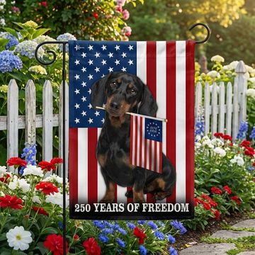 Discover Dog American Flag, 250 Years of Freedom Dachshund Dog US Flag