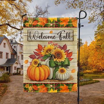 Discover Welcome Fall Pumpkins Harvest Thanksgiving Flag 3-Day Shipping