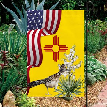 Discover New Mexico State Roadrunner Bird and Yucca Flower Flag MLN1141Fv29