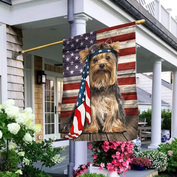 Discover Yorkshire Terrier Dog Flag Charming Dog Wrapped in Glory