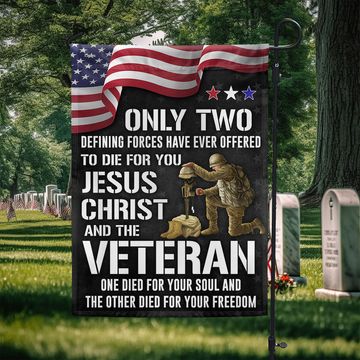 Discover Veteran Flag Only Two Defining Forces Have Ever Offered To Die For You Jesus Christ and Veterans Day 3-Day Shipping