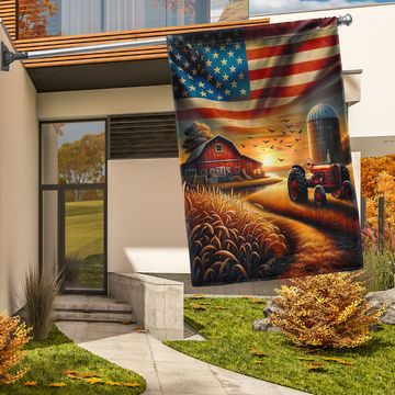 Discover Farm Life Tractor So God Made A Farmer American Flag 3-Day Shipping