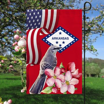 Discover Arkansas State Apple Blossom Flower and Mockingbird Flag MLN1141Fv16