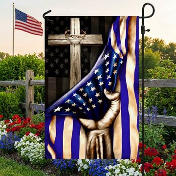 Discover The Thin Blue Line Christian Cross. American U.S. Flag 3-Day Shipping