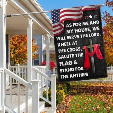 Discover Jesus Cross American Flag As For Me And My House We Will Serve The Lord Flag  3-Day Shipping