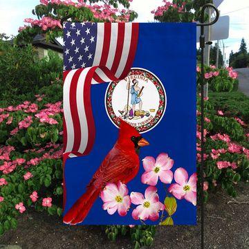 Discover Virginia State Cardinal and Dogwood Flower Flag, heavy duty flag