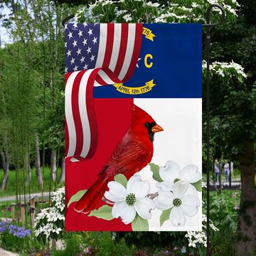 Discover North Carolina State Cardinal and Dogwood Flower Flag MLN1141Fv4