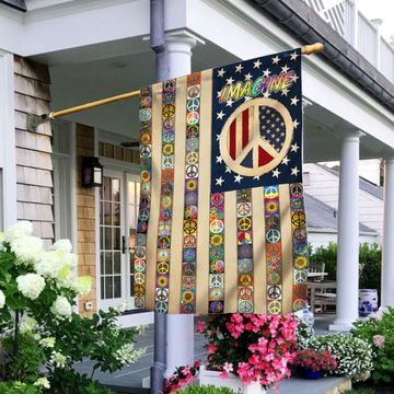 Discover Peace Sign Hippie Flag