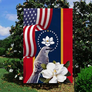 Discover Mississippi State Mockingbird and Magnolia Flower Flag MLN1141Fv25