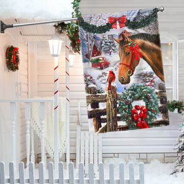 Discover Horse Flag Christmas Snow Flag