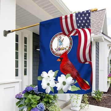 Discover Virginia State Cardinal and Dogwood Flower Flag MLN1141Fv51