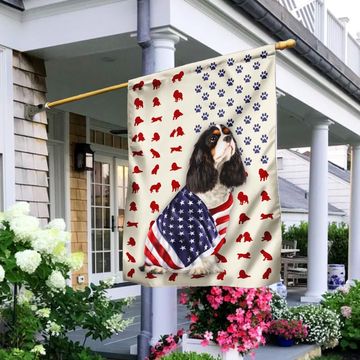 Discover Tri Color Cavalier King Charles Spaniel Wrapped In American Flag
