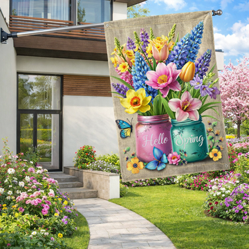 Discover Decorative Hello Spring Floral Flag for Outdoor Home Decor