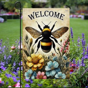 Discover Bee Welcome Summer Flag