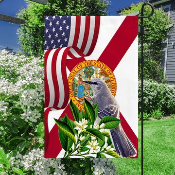 Discover Florida Mockingbird and Orange Blossom Flower Flag