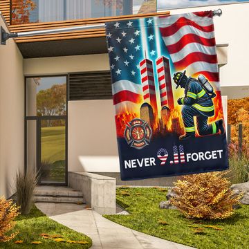 Discover Patriot Day 911 Never Forget Firefighter Twin Tower American Flag 3-Day Shipping