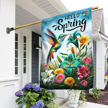 Discover Hello Spring Hummingbird Flag for Outdoor Home Decor, Spring Floral Design