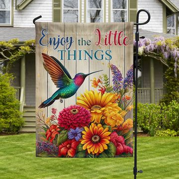 Discover Hummingbird Enjoy The Little Things Flag