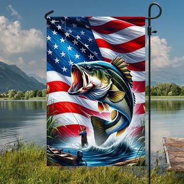 Discover Bass Fishing American Flag 3-Day Shipping