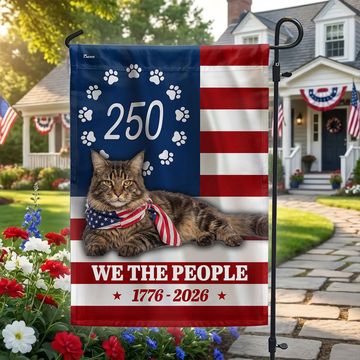 Discover 250 Years Maine Coon Cat American Flag, Patriotic Cat 1776 2026 Flag