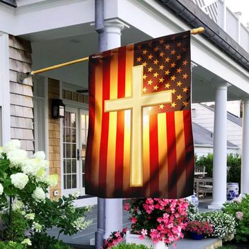 Discover Christian Cross American US Flag