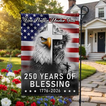 Discover 250 Years of Blessing Nation Under God, 1776 2026 American Outdoor Flag