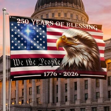 Discover Patriotic 250 Years of Blessing, We The People 1776 2026 American Grommet Flag