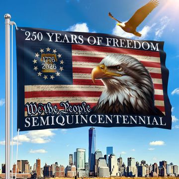 Discover 250 Years of Freedom American Flag | Semiquincentennial Eagle Grommet Flag