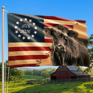 Discover Black Angus Cattle Flag, 1776 2026 Proud Cow Farmer Farm Life Grommet Flag